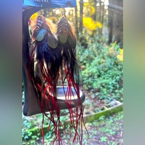 Handmade Feather Earrings XL Extensions Look NWT